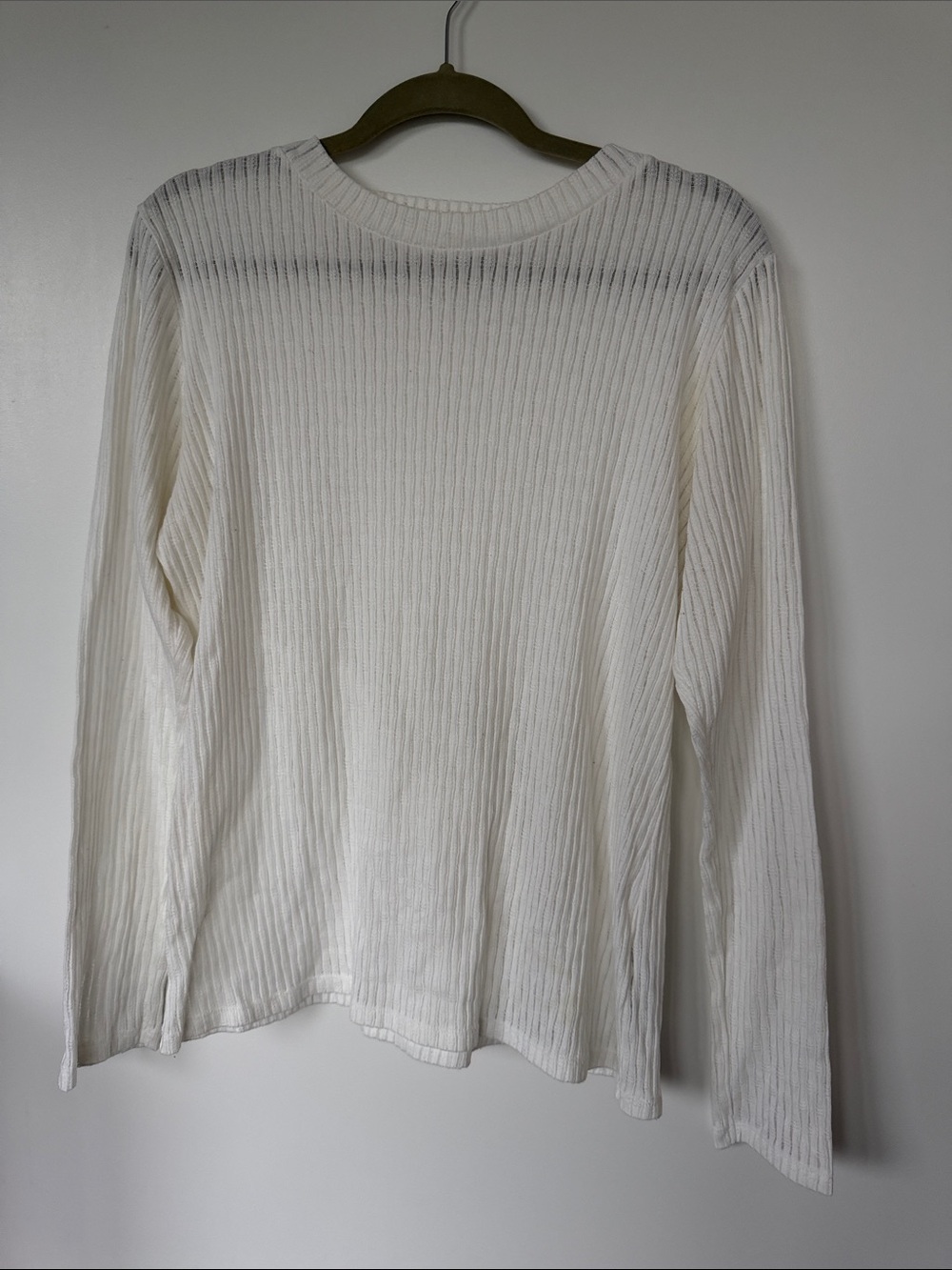 Pilcro Ribbed Crewneck Sweater in Cream White